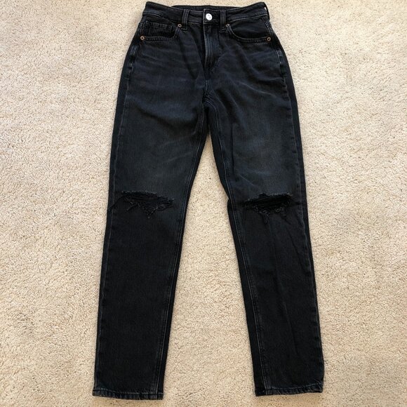 American Eagle Outfitters Denim - American Eagle Strigid Ripped Mom Jeans Black Distressed